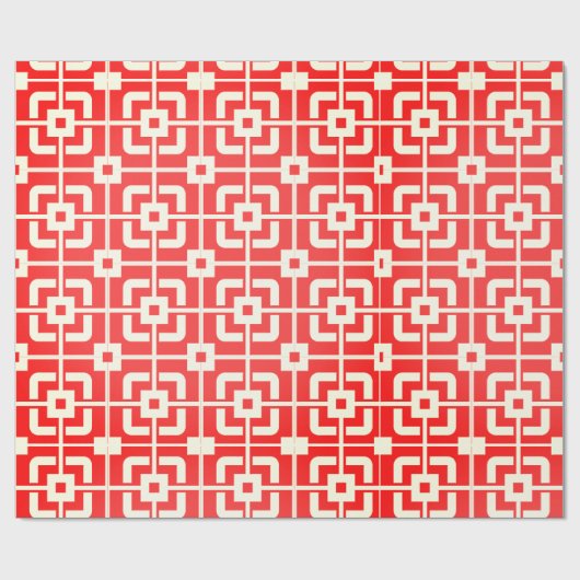 Abgeblendetes Red MCM Mitte Jahrhundert Abstrakt M Geschenkpapier (Flach)