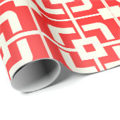 Abgeblendetes Red MCM Mitte Jahrhundert Abstrakt M Geschenkpapier (Rolleneckpunkt)