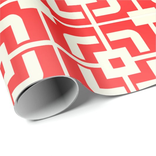 Abgeblendetes Red MCM Mitte Jahrhundert Abstrakt M Geschenkpapier (Rolleneckpunkt)