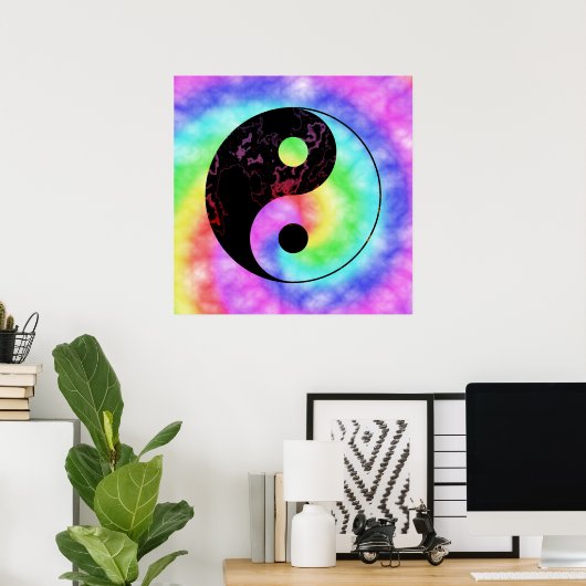 Abgeblendetes Regenbogen Yin Yang Poster (Heimbüro)