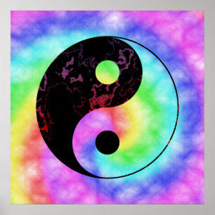 Abgeblendetes Regenbogen Yin Yang Poster