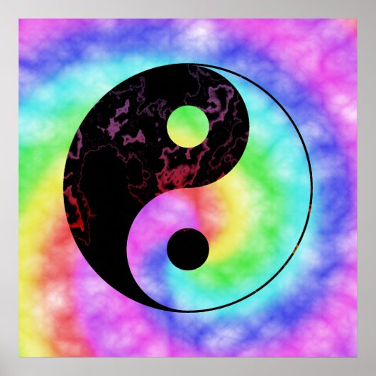 Abgeblendetes Regenbogen Yin Yang Poster (Vorne)