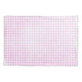 Abgeblendetes rosa und weißes Gingham-Muster Kissenbezug (Rückseite-Links)
