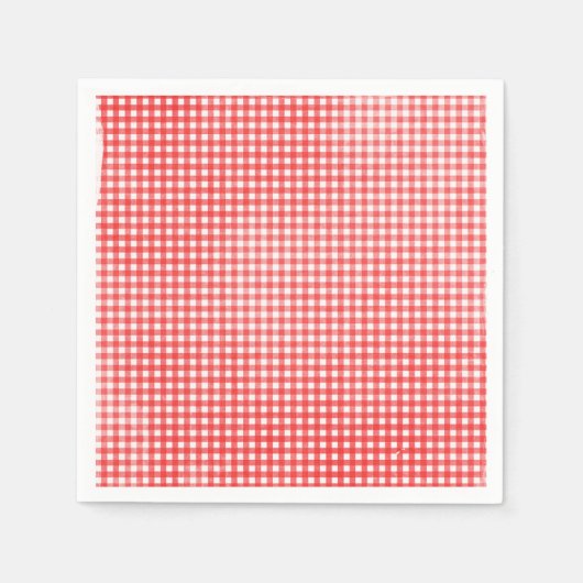 Abgeblendetes Rot-Weiß-Gingham-Muster Serviette (Vorderseite)