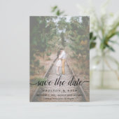 Abgeblendetes Skript 2 Fotos Save the Date Hochzei (Stehend Vorderseite)