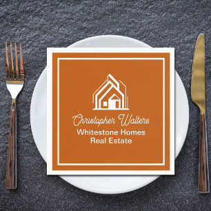 Abgebrannte Orange Immobilienunternehmen Benutzerd Serviette