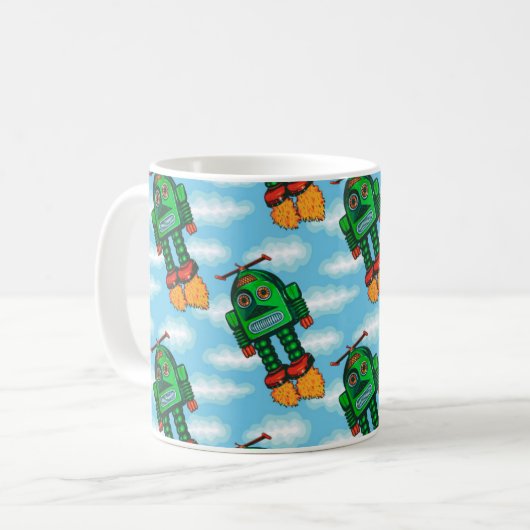 "Abgefeuerte oben" Roboter-Tasse Kaffeetasse (Vorderseite Links)