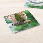 Abgehaltene Eule im Flug Rechteckiger Pappuntersetzer (angewinkelt)