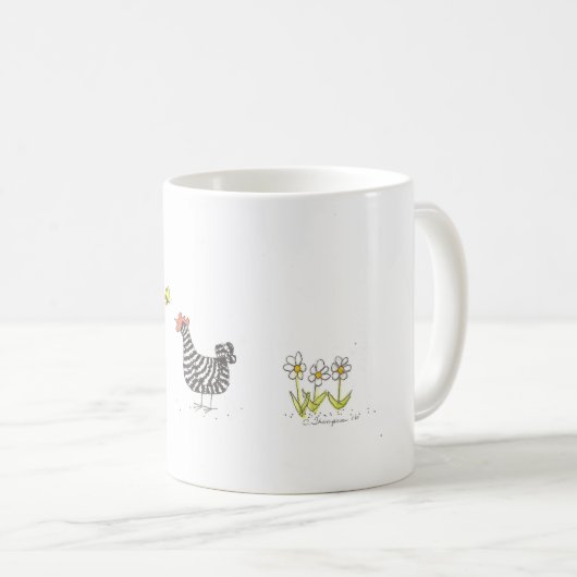 Abgehaltene Felsen-Henne und Kaffeetasse (VorderseiteRechts)