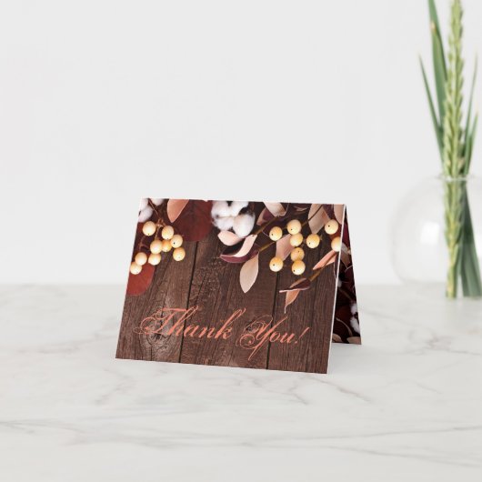 Abgeklappt dank der Baumwollabzweigung auf dunklem Dankeskarte (Vorderseite)