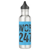 Abgelaufener und kratzter Text Workout 247365 Blau Edelstahlflasche (Links)