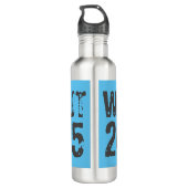 Abgelaufener und kratzter Text Workout 247365 Blau Edelstahlflasche (Rückseite)