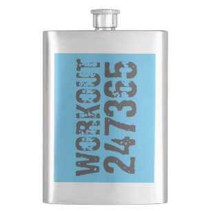Abgelaufener und kratzter Text Workout 247365 Blau Flachmann