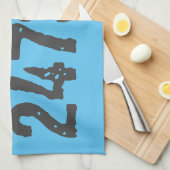 Abgelaufener und kratzter Text Workout 247365 Blau Geschirrtuch (Viertel Falte)