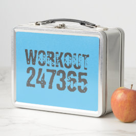 Abgelaufener und kratzter Text Workout 247365 Blau Metall Brotdose