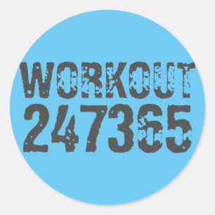 Abgelaufener und kratzter Text Workout 247365 Blau Runder Aufkleber