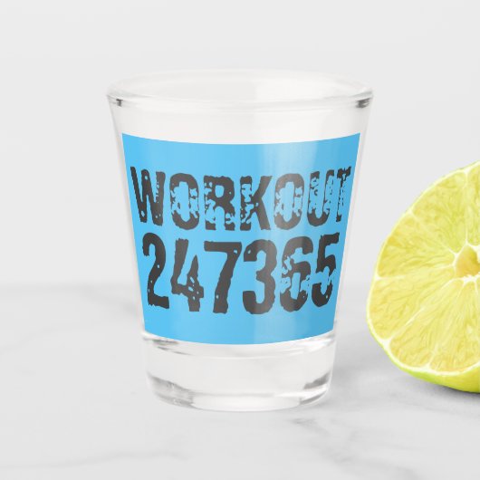 Abgelaufener und kratzter Text Workout 247365 Blau Schnapsglas (Vorderseite)