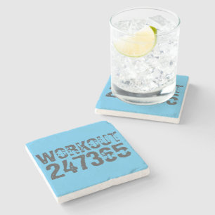 Abgelaufener und kratzter Text Workout 247365 Blau Steinuntersetzer