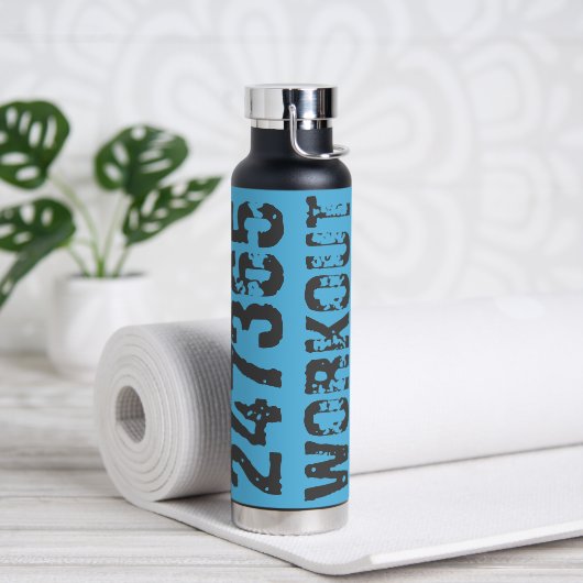 Abgelaufener und kratzter Text Workout 247365 Blau Trinkflasche (Yoga)