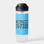Abgelaufener und kratzter Text Workout 247365 Blau Trinkflasche (Rückseite)