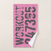 Abgelaufener und kratzter Text Workout 247365 rosa Badhandtuch Set (Handtuch)
