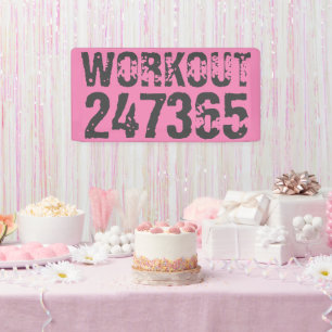 Abgelaufener und kratzter Text Workout 247365 rosa Banner