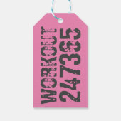 Abgelaufener und kratzter Text Workout 247365 rosa Geschenkanhänger (Rückseite)