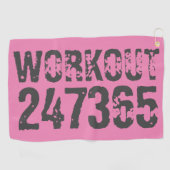 Abgelaufener und kratzter Text Workout 247365 rosa Golfhandtuch (Horizontal)