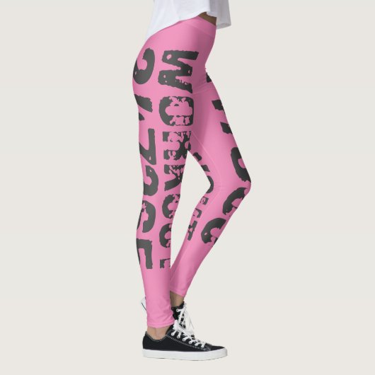 Abgelaufener und kratzter Text Workout 247365 rosa Leggings (Rechts)