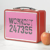 Abgelaufener und kratzter Text Workout 247365 rosa Metall Brotdose (Beispiel)