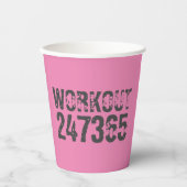 Abgelaufener und kratzter Text Workout 247365 rosa Pappbecher (Vorderseite)