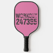 Abgelaufener und kratzter Text Workout 247365 rosa Pickleball Schläger (Rückseite)