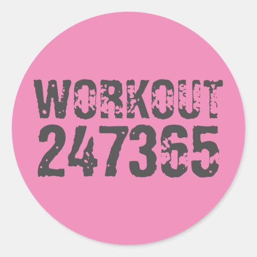 Abgelaufener und kratzter Text Workout 247365 rosa Runder Aufkleber (Vorderseite)