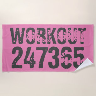 Abgelaufener und kratzter Text Workout 247365 rosa Strandtuch
