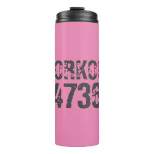 Abgelaufener und kratzter Text Workout 247365 rosa Thermosbecher