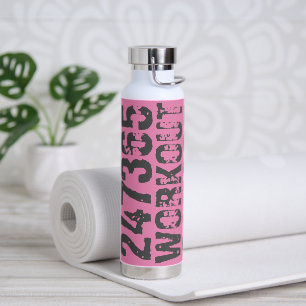 Abgelaufener und kratzter Text Workout 247365 rosa Trinkflasche