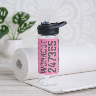 Abgelaufener und kratzter Text Workout 247365 rosa Trinkflasche