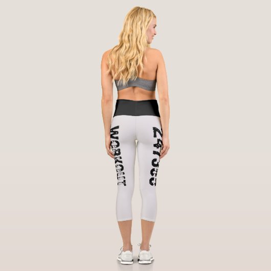 Abgelaufener und kratzter Text Workout 247365 schw Capri Leggings (Rückseite)