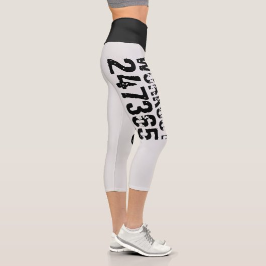 Abgelaufener und kratzter Text Workout 247365 schw Capri Leggings (Rechts)