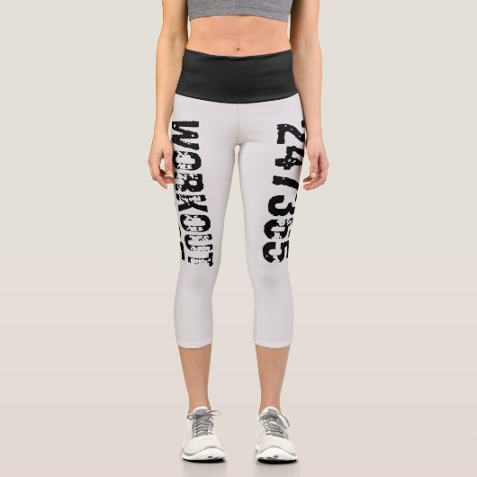 Abgelaufener und kratzter Text Workout 247365 schw Capri Leggings (Vorderseite)
