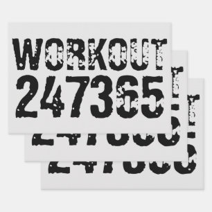 Abgelaufener und kratzter Text Workout 247365 schw Geschenkpapier Set