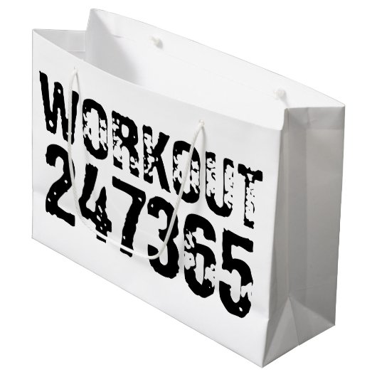 Abgelaufener und kratzter Text Workout 247365 schw Große Geschenktüte (Vorderseite Schrägansicht)