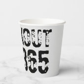 Abgelaufener und kratzter Text Workout 247365 schw Pappbecher (Rückseite)