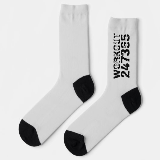 Abgelaufener und kratzter Text Workout 247365 schw Socken (Linkes Detail)