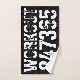 Abgelaufener und kratzter Text Workout 247365 weiß Badhandtuch Set