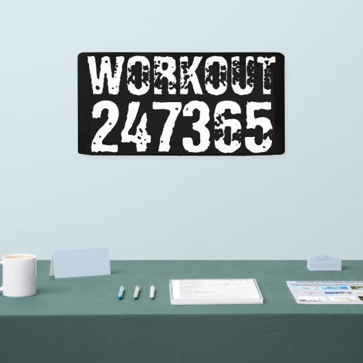 Abgelaufener und kratzter Text Workout 247365 weiß Banner (Messe)