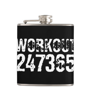 Abgelaufener und kratzter Text Workout 247365 weiß Flachmann