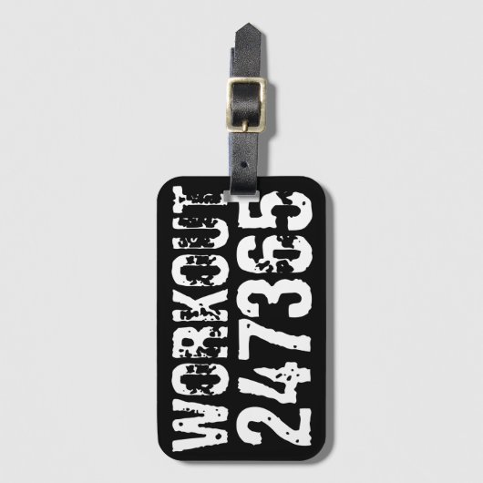 Abgelaufener und kratzter Text Workout 247365 weiß Gepäckanhänger (Vorderseite Vertikal)