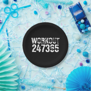 Abgelaufener und kratzter Text Workout 247365 weiß Pappteller