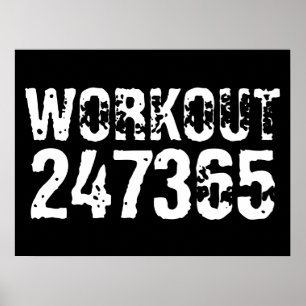 Abgelaufener und kratzter Text Workout 247365 weiß Poster